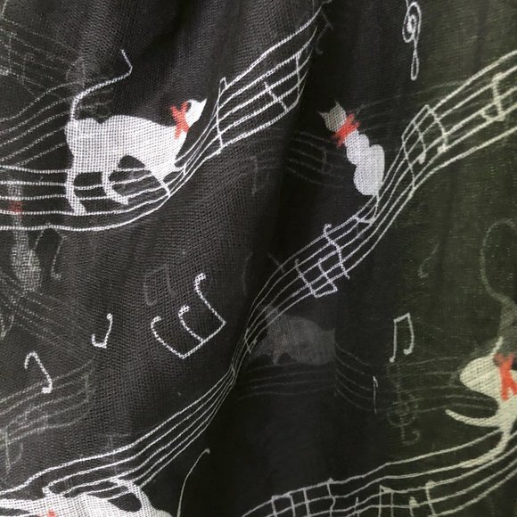 New Unworn Music Cat Lightweight Scarf Hot Topic Torrid Modcloth - Picture 3 of 3